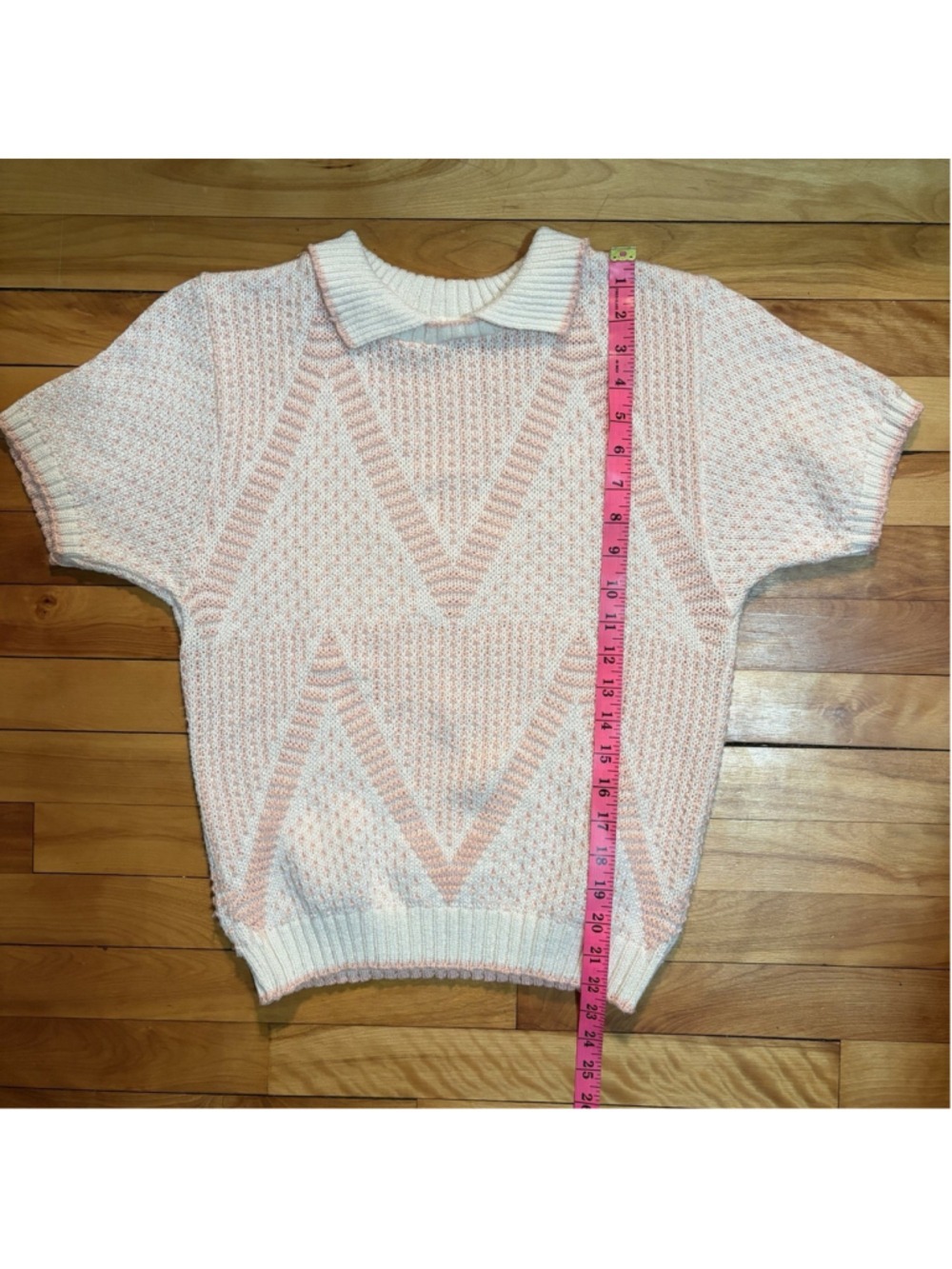 Vintage 80s Pink Pastel Knit Polo - Size Small - Picture 5 of 8